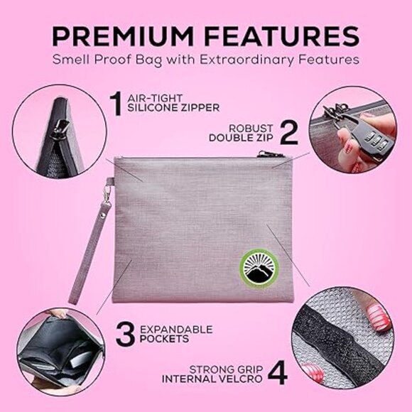 Smell Proof Bag with Lock 11" x 9", Smell Proof Container - Picture 4 of 6